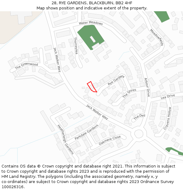 28, RYE GARDENS, BLACKBURN, BB2 4HF: Location map and indicative extent of plot