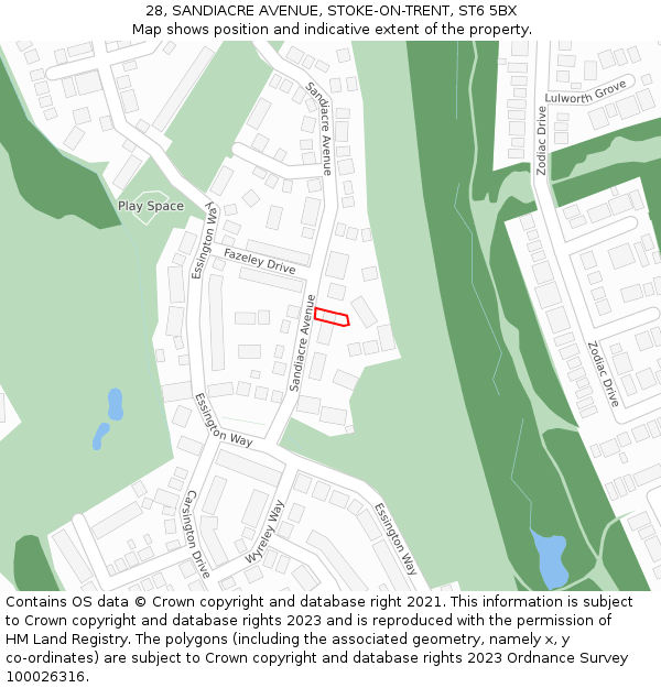 28, SANDIACRE AVENUE, STOKE-ON-TRENT, ST6 5BX: Location map and indicative extent of plot