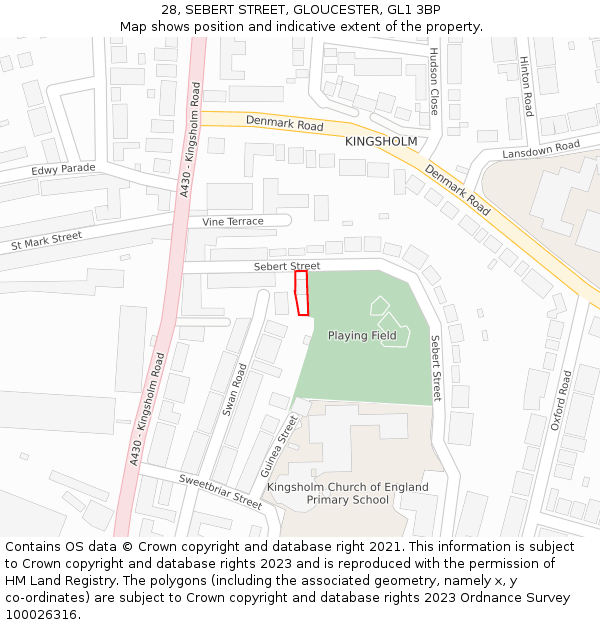 28, SEBERT STREET, GLOUCESTER, GL1 3BP: Location map and indicative extent of plot