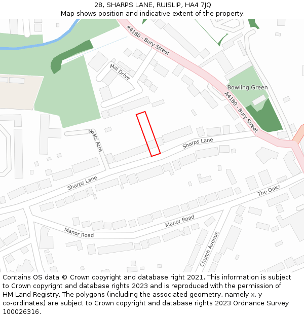 28, SHARPS LANE, RUISLIP, HA4 7JQ: Location map and indicative extent of plot