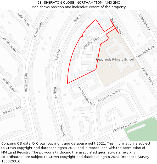 28, SHERATON CLOSE, NORTHAMPTON, NN3 2NQ: Location map and indicative extent of plot