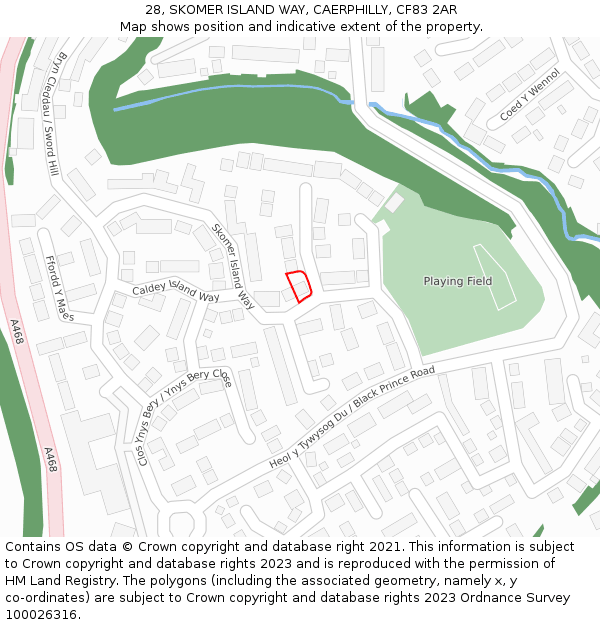 28, SKOMER ISLAND WAY, CAERPHILLY, CF83 2AR: Location map and indicative extent of plot