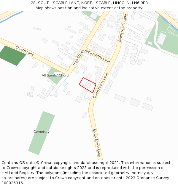 28, SOUTH SCARLE LANE, NORTH SCARLE, LINCOLN, LN6 9ER: Location map and indicative extent of plot