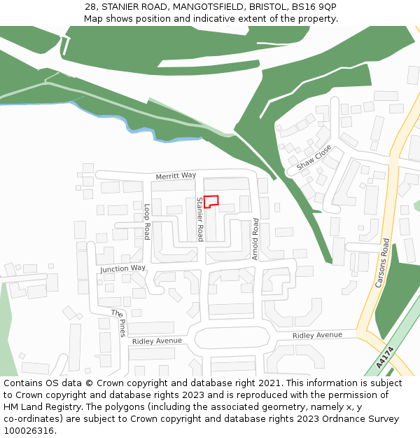 28, STANIER ROAD, MANGOTSFIELD, BRISTOL, BS16 9QP: Location map and indicative extent of plot