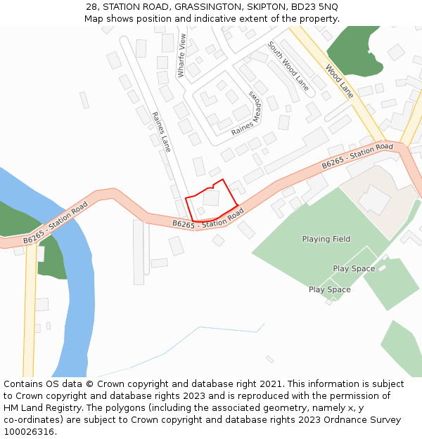 28, STATION ROAD, GRASSINGTON, SKIPTON, BD23 5NQ: Location map and indicative extent of plot