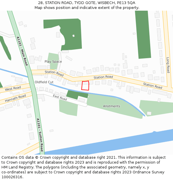 28, STATION ROAD, TYDD GOTE, WISBECH, PE13 5QA: Location map and indicative extent of plot