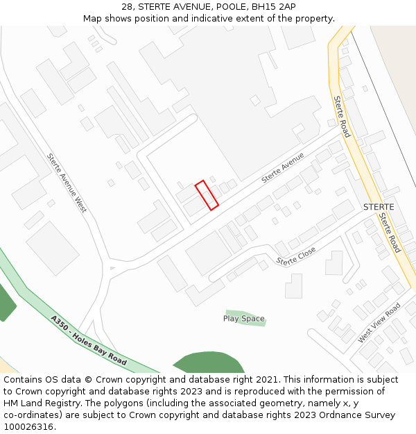 28, STERTE AVENUE, POOLE, BH15 2AP: Location map and indicative extent of plot