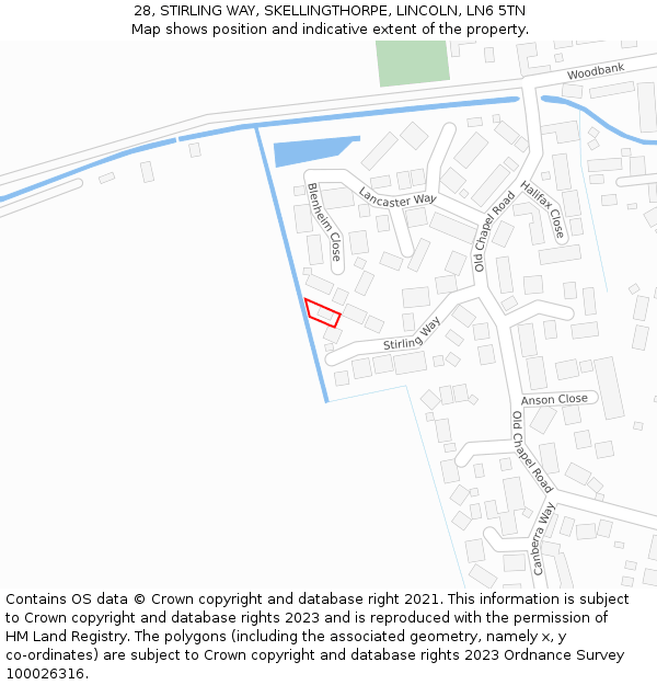 28, STIRLING WAY, SKELLINGTHORPE, LINCOLN, LN6 5TN: Location map and indicative extent of plot
