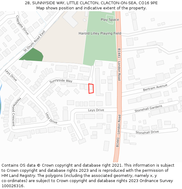 28, SUNNYSIDE WAY, LITTLE CLACTON, CLACTON-ON-SEA, CO16 9PE: Location map and indicative extent of plot