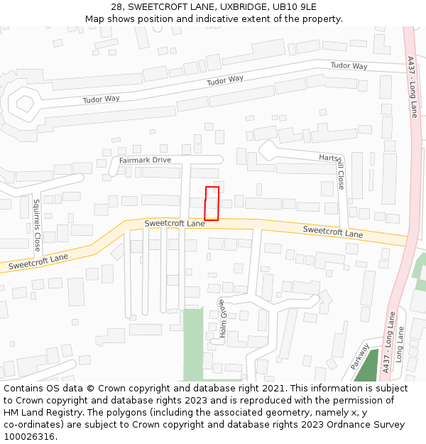 28, SWEETCROFT LANE, UXBRIDGE, UB10 9LE: Location map and indicative extent of plot