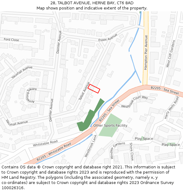 28, TALBOT AVENUE, HERNE BAY, CT6 8AD: Location map and indicative extent of plot