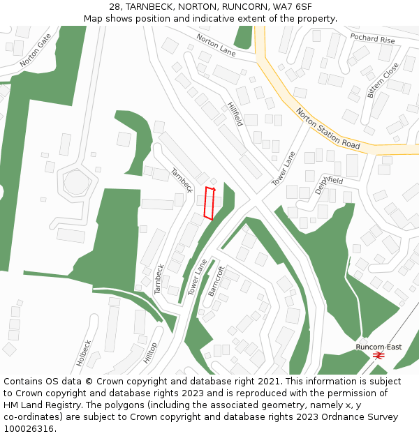 28, TARNBECK, NORTON, RUNCORN, WA7 6SF: Location map and indicative extent of plot