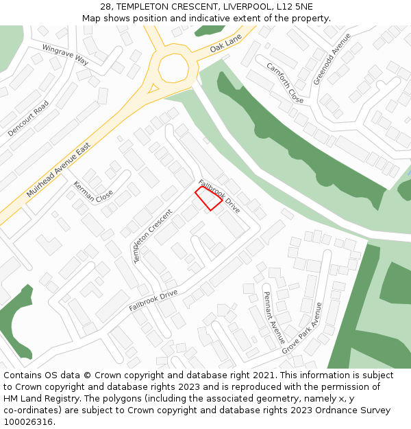 28, TEMPLETON CRESCENT, LIVERPOOL, L12 5NE: Location map and indicative extent of plot