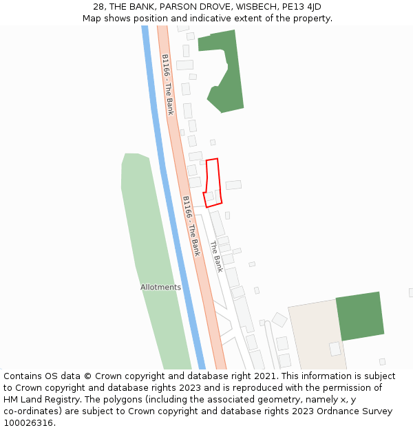 28, THE BANK, PARSON DROVE, WISBECH, PE13 4JD: Location map and indicative extent of plot