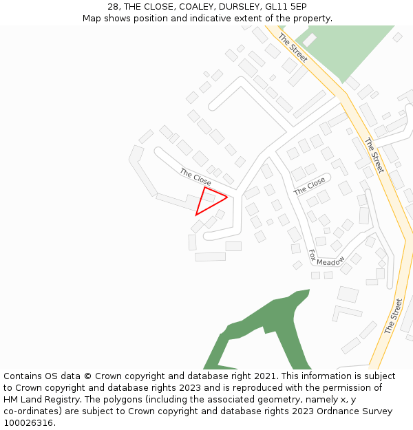 28, THE CLOSE, COALEY, DURSLEY, GL11 5EP: Location map and indicative extent of plot