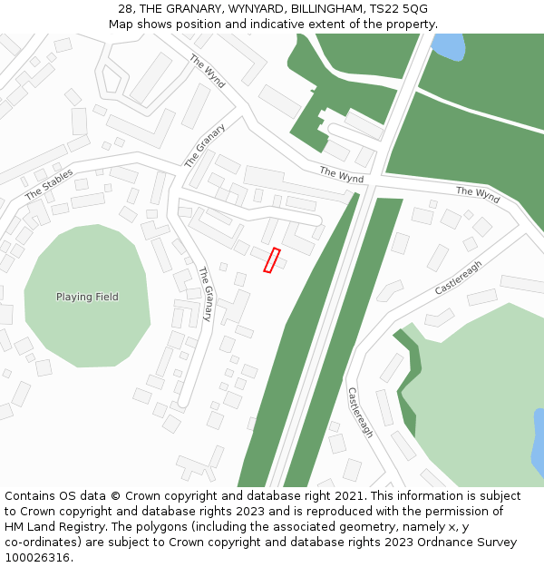 28, THE GRANARY, WYNYARD, BILLINGHAM, TS22 5QG: Location map and indicative extent of plot