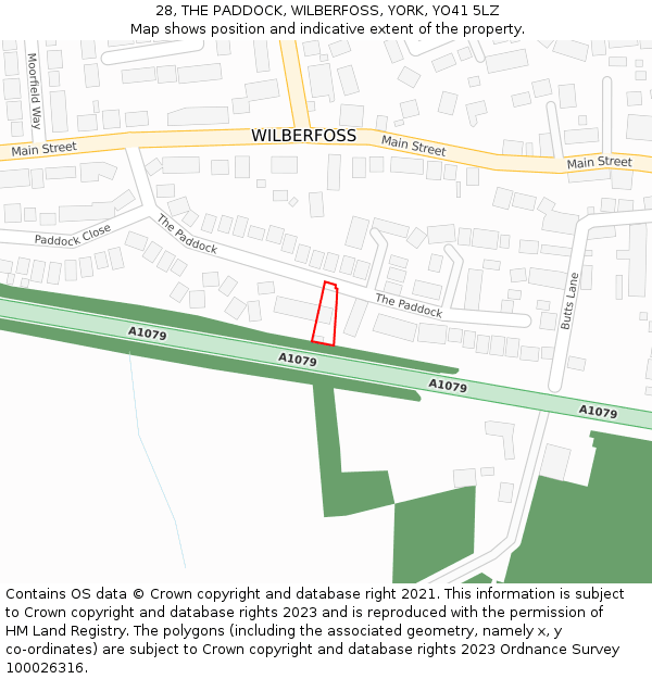 28, THE PADDOCK, WILBERFOSS, YORK, YO41 5LZ: Location map and indicative extent of plot
