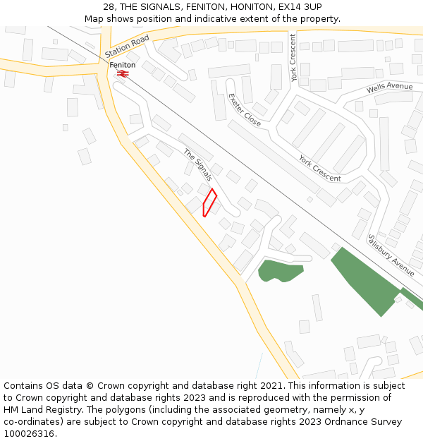 28, THE SIGNALS, FENITON, HONITON, EX14 3UP: Location map and indicative extent of plot