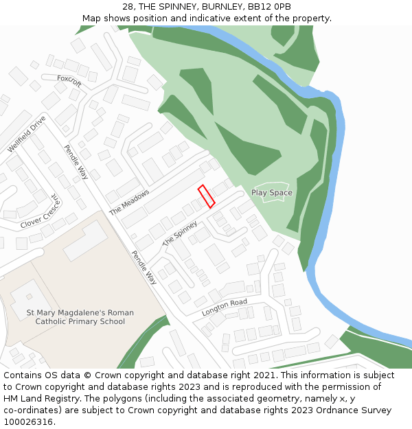 28, THE SPINNEY, BURNLEY, BB12 0PB: Location map and indicative extent of plot