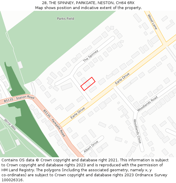 28, THE SPINNEY, PARKGATE, NESTON, CH64 6RX: Location map and indicative extent of plot