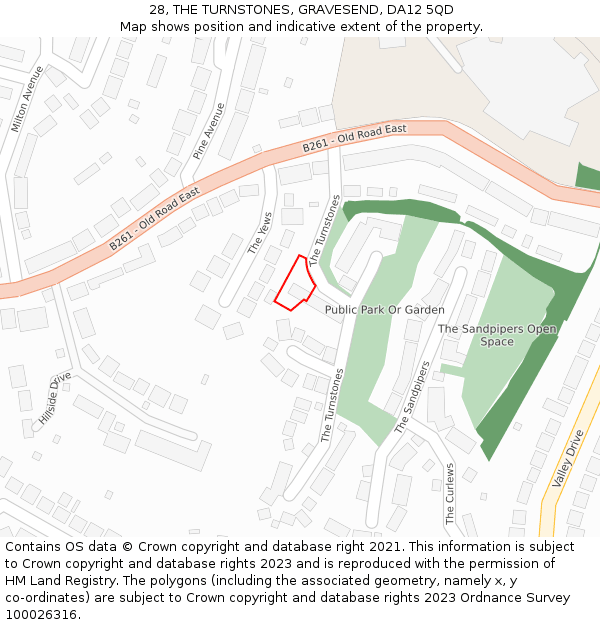 28, THE TURNSTONES, GRAVESEND, DA12 5QD: Location map and indicative extent of plot