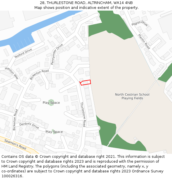 28, THURLESTONE ROAD, ALTRINCHAM, WA14 4NB: Location map and indicative extent of plot