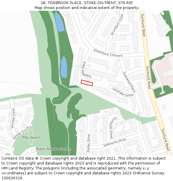 28, TIDEBROOK PLACE, STOKE-ON-TRENT, ST6 6XF: Location map and indicative extent of plot