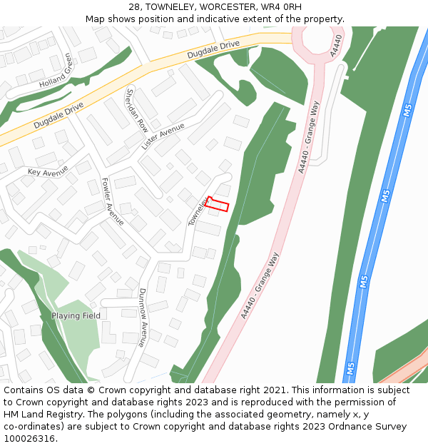 28, TOWNELEY, WORCESTER, WR4 0RH: Location map and indicative extent of plot