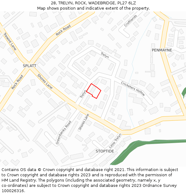 28, TRELYN, ROCK, WADEBRIDGE, PL27 6LZ: Location map and indicative extent of plot