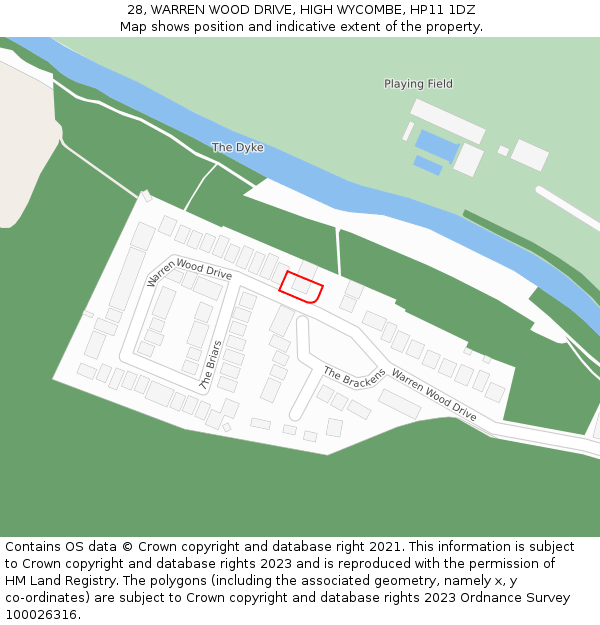 28, WARREN WOOD DRIVE, HIGH WYCOMBE, HP11 1DZ: Location map and indicative extent of plot