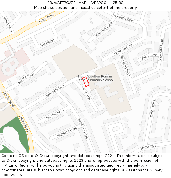 28, WATERGATE LANE, LIVERPOOL, L25 8QJ: Location map and indicative extent of plot