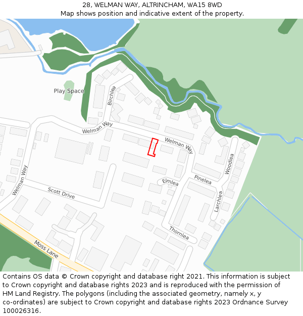 28, WELMAN WAY, ALTRINCHAM, WA15 8WD: Location map and indicative extent of plot