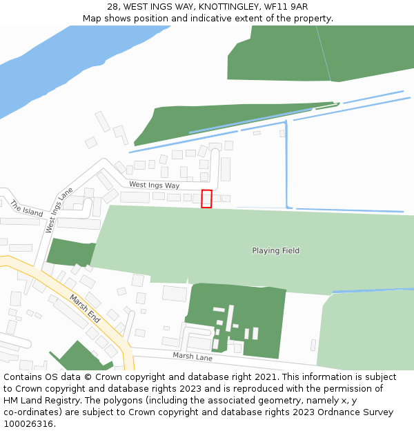 28, WEST INGS WAY, KNOTTINGLEY, WF11 9AR: Location map and indicative extent of plot