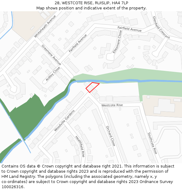 28, WESTCOTE RISE, RUISLIP, HA4 7LP: Location map and indicative extent of plot