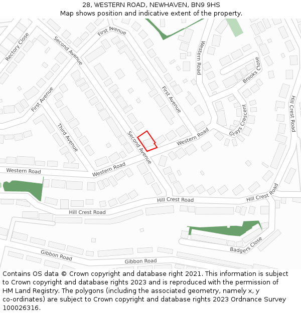 28, WESTERN ROAD, NEWHAVEN, BN9 9HS: Location map and indicative extent of plot