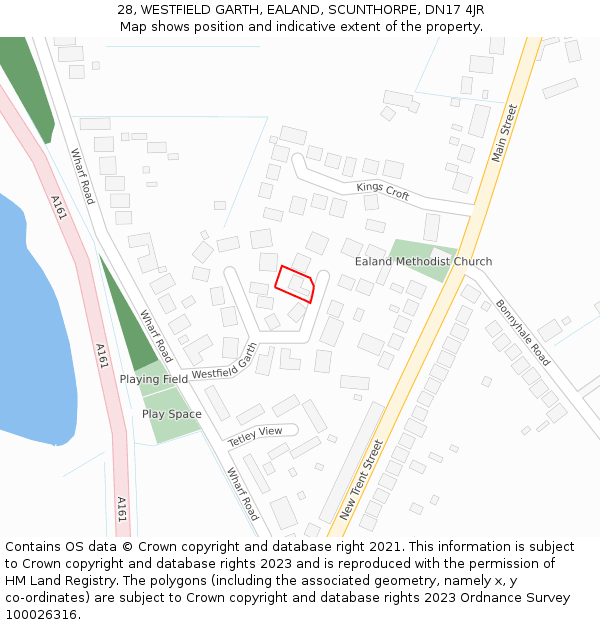 28, WESTFIELD GARTH, EALAND, SCUNTHORPE, DN17 4JR: Location map and indicative extent of plot