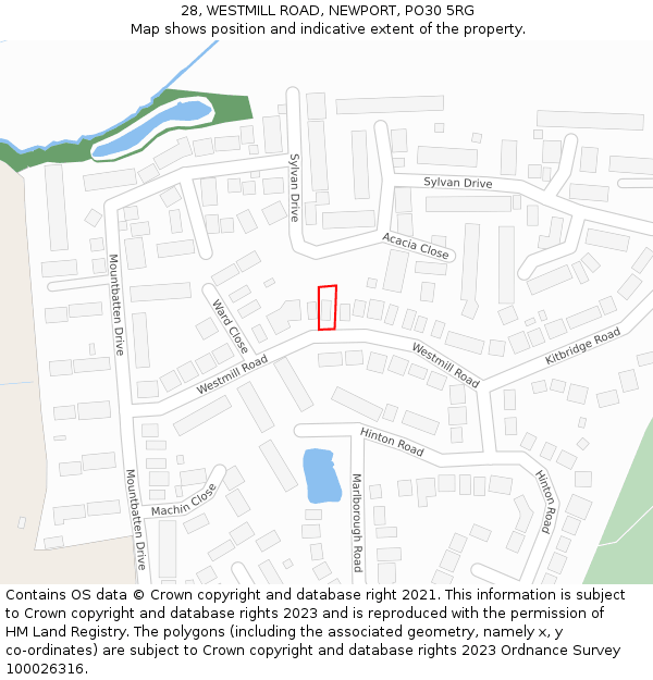 28, WESTMILL ROAD, NEWPORT, PO30 5RG: Location map and indicative extent of plot