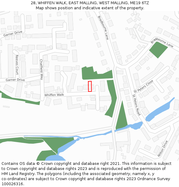 28, WHIFFEN WALK, EAST MALLING, WEST MALLING, ME19 6TZ: Location map and indicative extent of plot