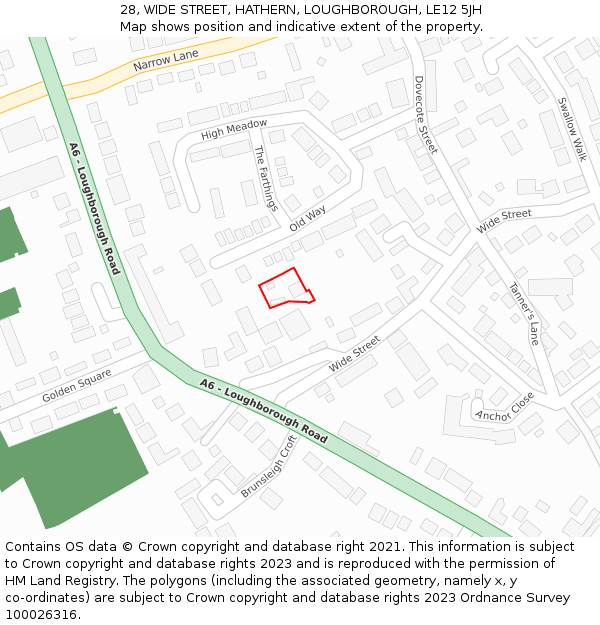 28, WIDE STREET, HATHERN, LOUGHBOROUGH, LE12 5JH: Location map and indicative extent of plot