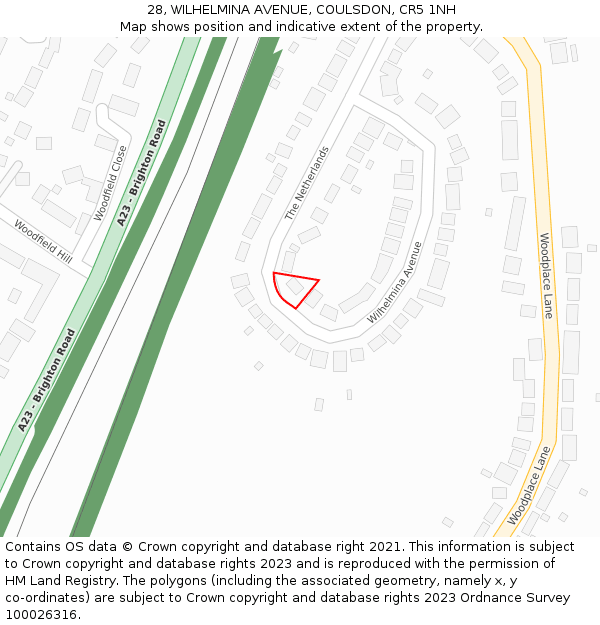 28, WILHELMINA AVENUE, COULSDON, CR5 1NH: Location map and indicative extent of plot