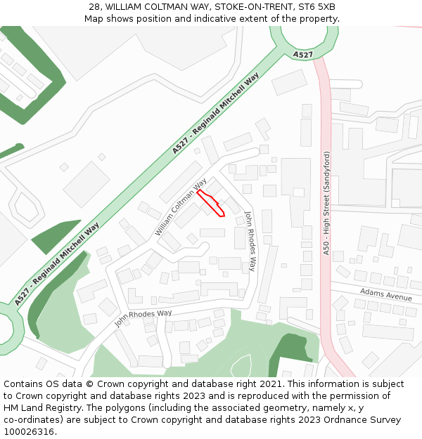 28, WILLIAM COLTMAN WAY, STOKE-ON-TRENT, ST6 5XB: Location map and indicative extent of plot