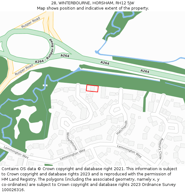 28, WINTERBOURNE, HORSHAM, RH12 5JW: Location map and indicative extent of plot