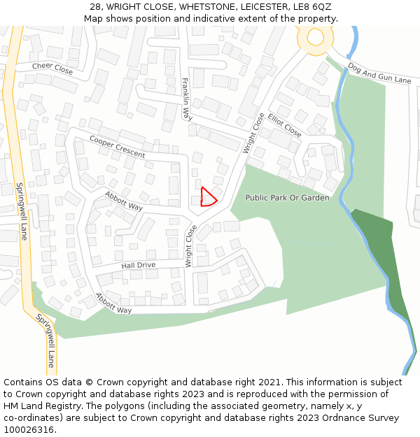 28, WRIGHT CLOSE, WHETSTONE, LEICESTER, LE8 6QZ: Location map and indicative extent of plot
