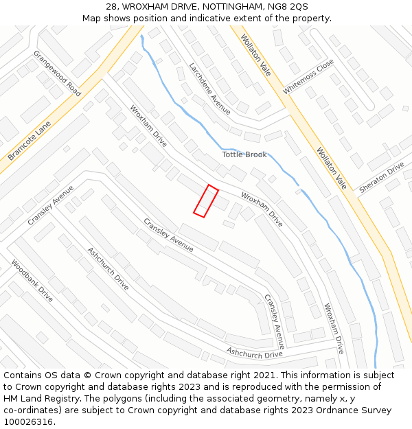 28, WROXHAM DRIVE, NOTTINGHAM, NG8 2QS: Location map and indicative extent of plot