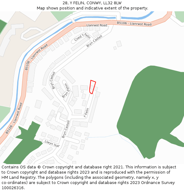 28, Y FELIN, CONWY, LL32 8LW: Location map and indicative extent of plot