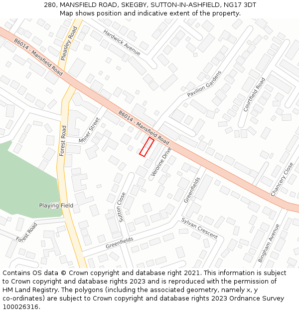 280, MANSFIELD ROAD, SKEGBY, SUTTON-IN-ASHFIELD, NG17 3DT: Location map and indicative extent of plot