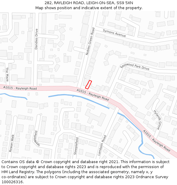 282, RAYLEIGH ROAD, LEIGH-ON-SEA, SS9 5XN: Location map and indicative extent of plot