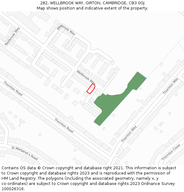282, WELLBROOK WAY, GIRTON, CAMBRIDGE, CB3 0GJ: Location map and indicative extent of plot