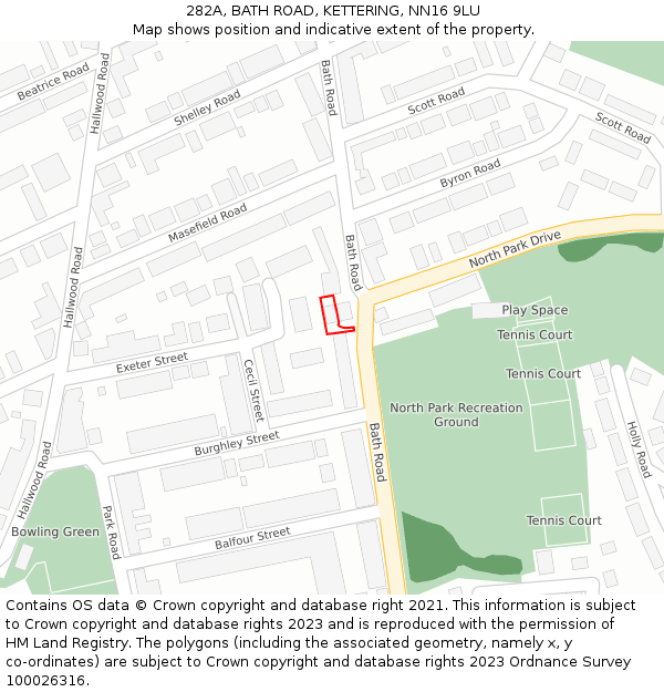 282A, BATH ROAD, KETTERING, NN16 9LU: Location map and indicative extent of plot