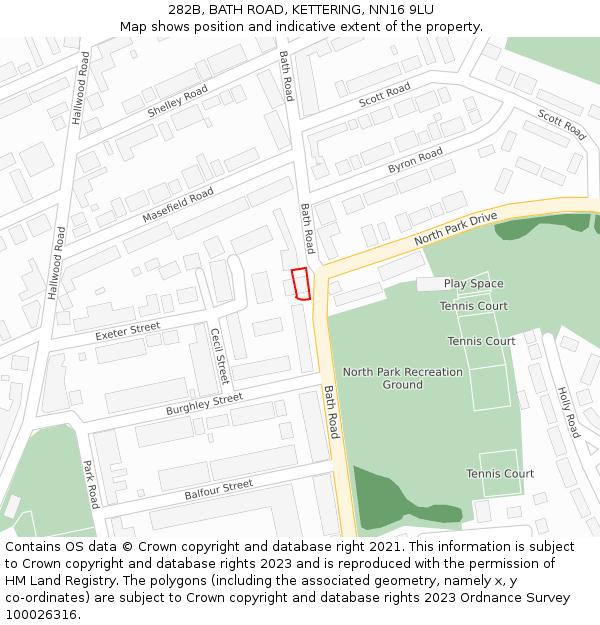 282B, BATH ROAD, KETTERING, NN16 9LU: Location map and indicative extent of plot